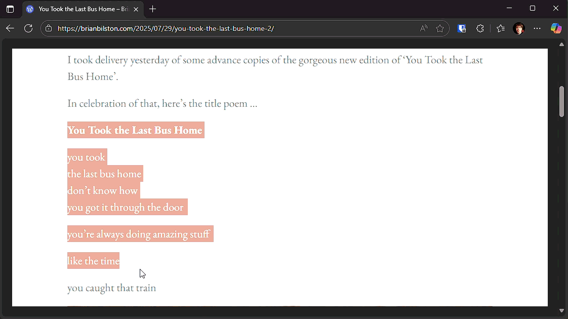 An animated GIF showing the process of copying HTML-formatted text from a website and pasting it directly into an .html file with Advanced Paste in PowerToys.